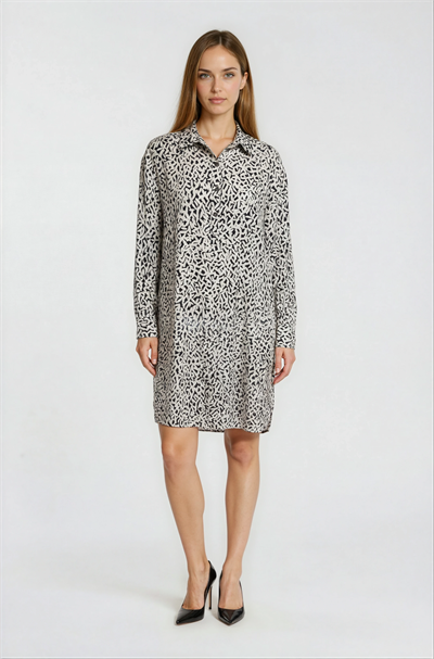 Gömlek Yaka Truvakar Kol Midi Elbise KREM