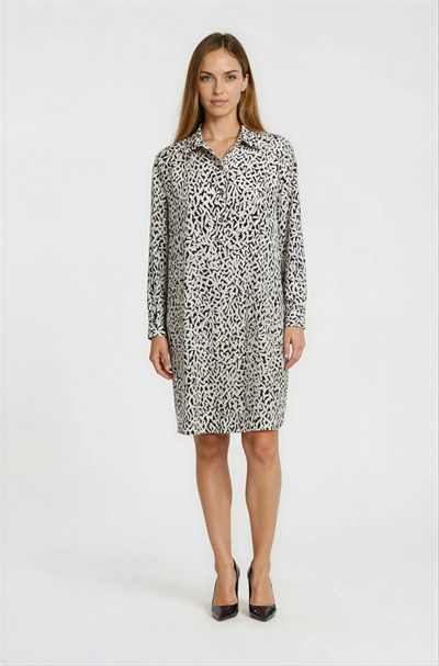 Gömlek Yaka Truvakar Kol Midi Elbise KREM