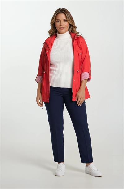 Goudot Kapüşonlu Mevsimlik Parka – Beli Büzgülü, Çıtçıt Detaylı KIRMIZI