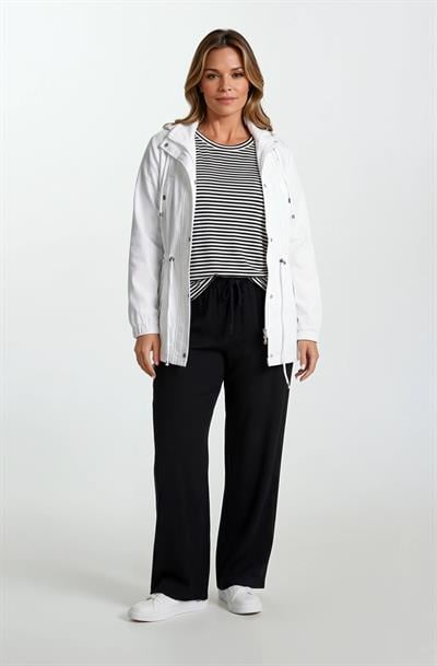 Goudot Kapüşonlu Mevsimlik Parka – Beli Büzgülü, Çıtçıt Detaylı BEYAZ