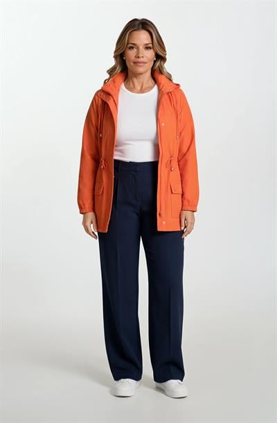 Goudot Kapüşonlu Mevsimlik Parka – Beli Büzgülü, Çıtçıt Detaylı TURUNCU