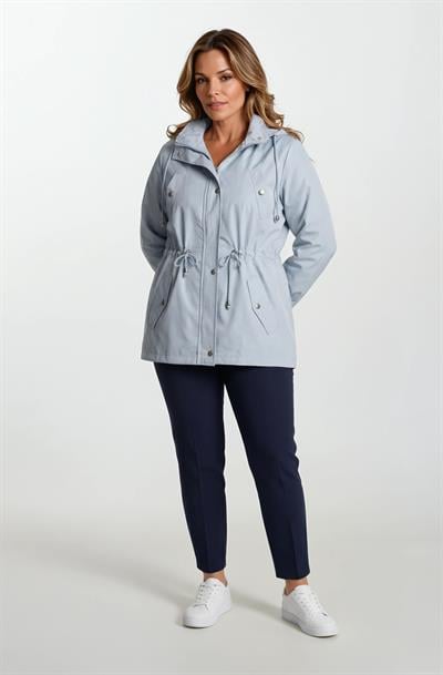 Goudot Kapüşonlu Mevsimlik Parka – Beli Büzgülü, Çıtçıt Detaylı MAVİ