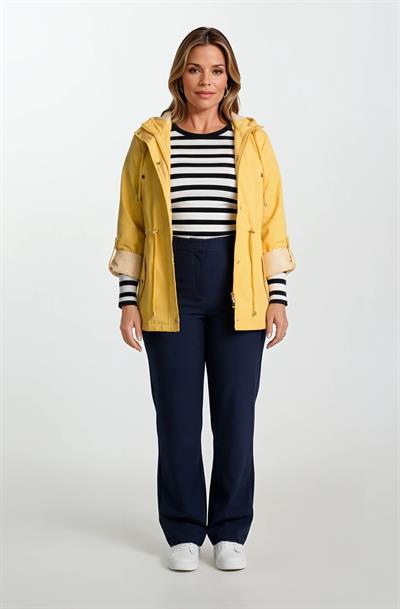 Goudot Kapüşonlu Mevsimlik Parka – Beli Büzgülü, Çıtçıt Detaylı SARI