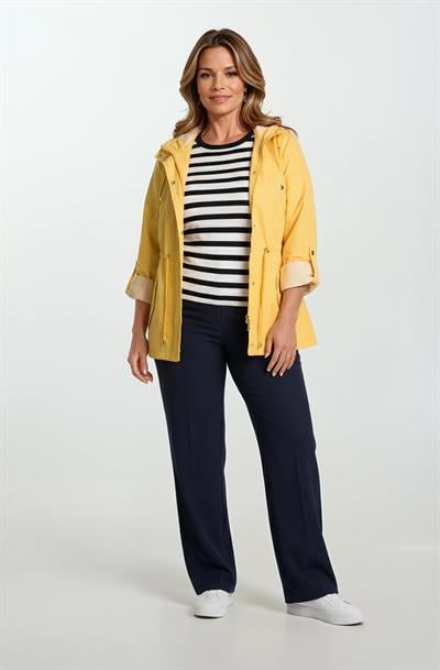 Goudot Kapüşonlu Mevsimlik Parka – Beli Büzgülü, Çıtçıt Detaylı SARI