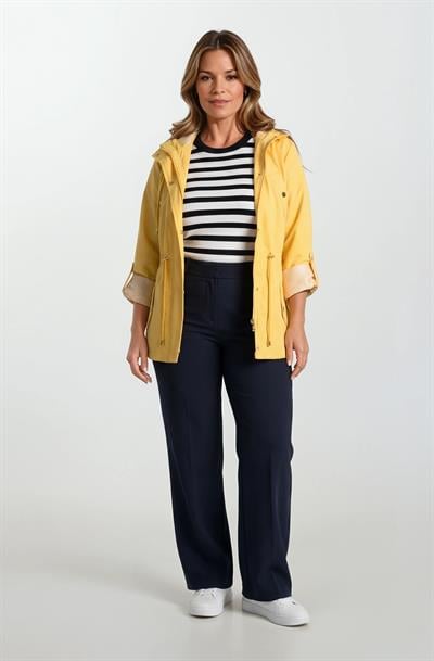 Goudot Kapüşonlu Mevsimlik Parka – Beli Büzgülü, Çıtçıt Detaylı SARI