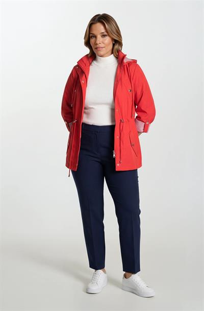 Goudot Kapüşonlu Mevsimlik Parka – Beli Büzgülü, Çıtçıt Detaylı KIRMIZI