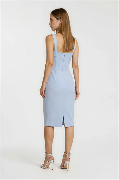 Guelfa Kalın Askılı Beli Drapeli Kısa Elbise MAVİ