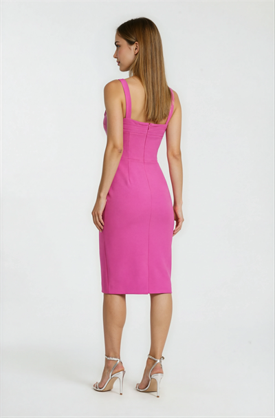 Guelfa Kalın Askılı Beli Drapeli Kısa Elbise FUŞYA