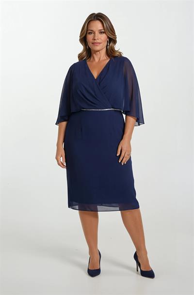 Guelfino Kruvaze Yaka Kısa Abiye Elbise LACİVERT