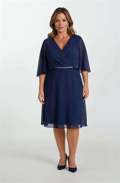 Guelfino Kruvaze Yaka Kısa Abiye Elbise LACİVERT