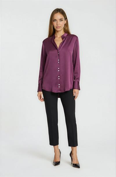 Hakim Yaka Rahat Kesim Uzun Kol Gömlek MÜRDÜM