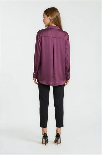 Hakim Yaka Rahat Kesim Uzun Kol Gömlek MÜRDÜM