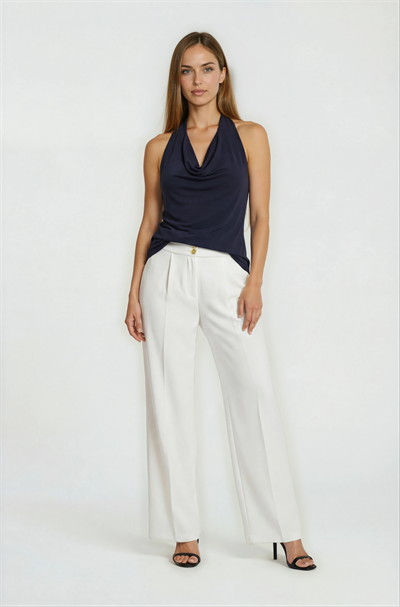 Halter Yaka Degaje Bluz SİYAH