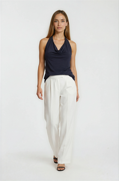 Halter Yaka Degaje Bluz SİYAH