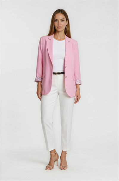 İki Düğmeli Klasik Yaka Ceket PEMBE