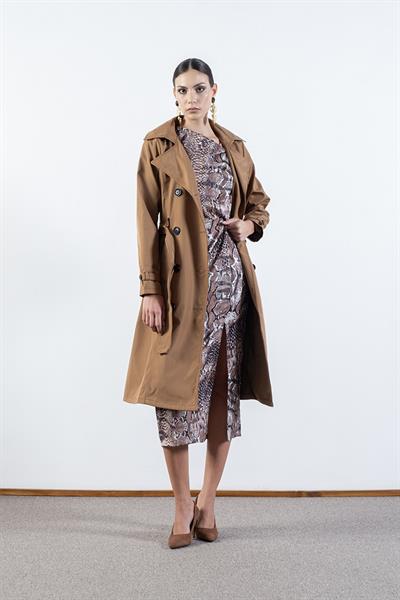 İmperatrice Kruvaze Yaka Kuşaklı Trençkot TABA