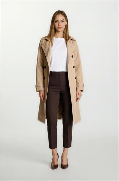 İmperatrice Kruvaze Yaka Kuşaklı Trençkot CAMEL