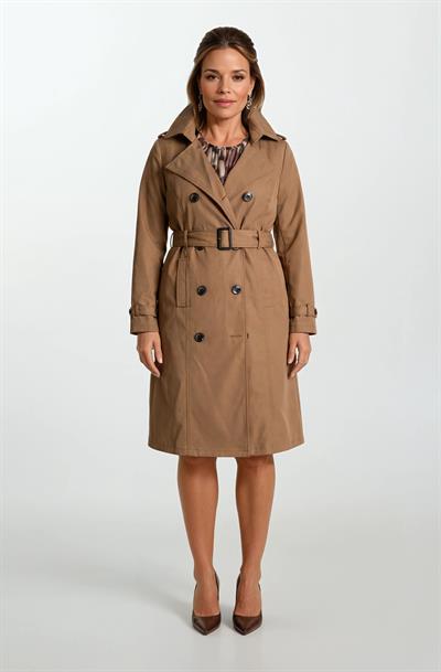 İmperatrice Kruvaze Yaka Kuşaklı Trençkot TABA