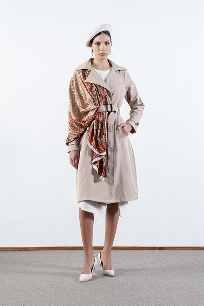 İmperatrice Kruvaze Yaka Kuşaklı Trençkot BEJ
