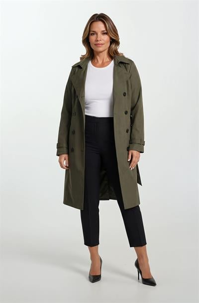 İmperatrice Kruvaze Yaka Kuşaklı Trençkot HAKİ
