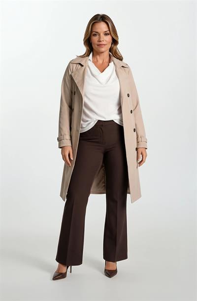 İmperatrice Kruvaze Yaka Kuşaklı Trençkot BEJ