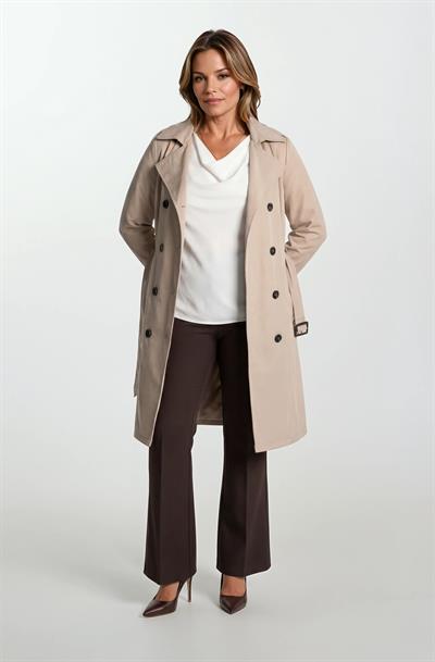 İmperatrice Kruvaze Yaka Kuşaklı Trençkot BEJ
