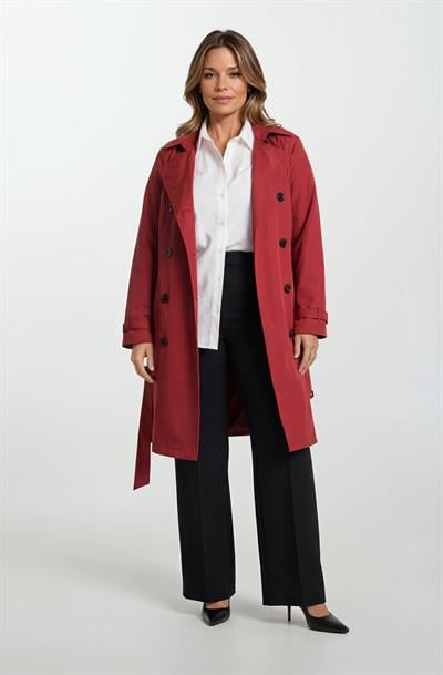 İmperatrice Kruvaze Yaka Kuşaklı Trençkot BORDO