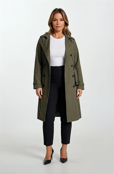 İmperatrice Kruvaze Yaka Kuşaklı Trençkot HAKİ
