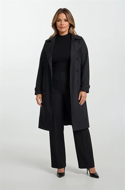İmperatrice Kruvaze Yaka Kuşaklı Trençkot SİYAH