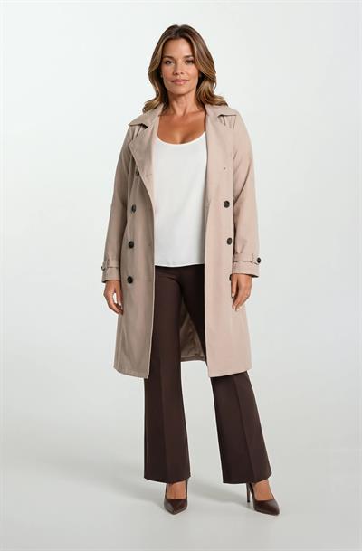 İmperatrice Kruvaze Yaka Kuşaklı Trençkot BEJ