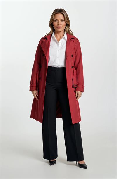 İmperatrice Kruvaze Yaka Kuşaklı Trençkot BORDO