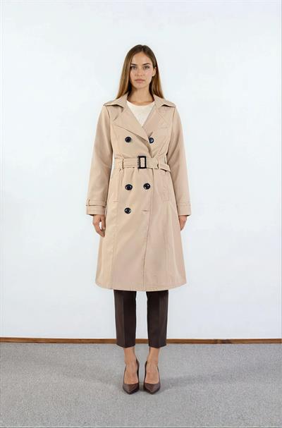 İmperatrice Kruvaze Yaka Kuşaklı Trençkot CAMEL
