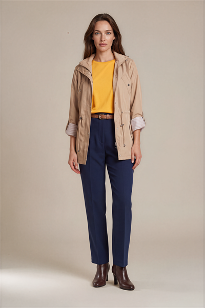 İnce Astarlı Su İtici Kapüşonlu Baharlık Kısa Parka 36-50 – Goudot CAMEL