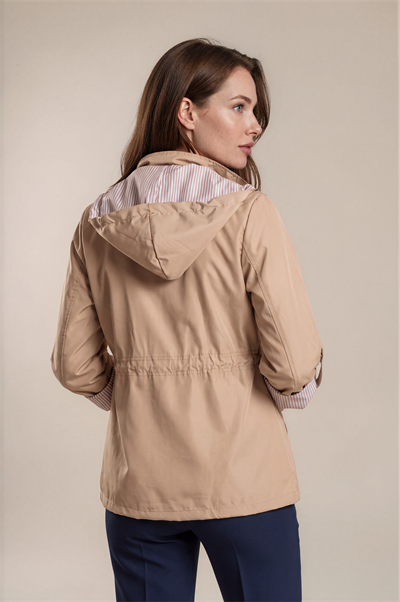 İnce Astarlı Su İtici Kapüşonlu Baharlık Kısa Parka 36-50 – Goudot CAMEL