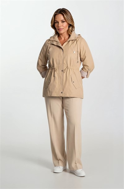 İnce Astarlı Su İtici Kapüşonlu Baharlık Kısa Parka 36-50 – Goudot AÇIK CAMEL