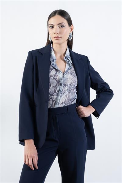 İsauro Erkek Yaka Gizli Patlı Salaş Gömlek LACİVERT