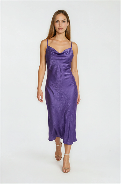 İsidora Askılı Degaje Yaka Elbise MOR