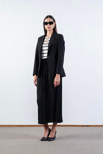 İvaldo Tek Düğme Mono Yaka Flota Cepli Ceket SİYAH