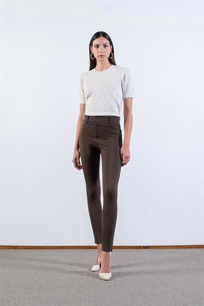 İvanda Yüksek Bel Lastikli Pantolon HAKİ