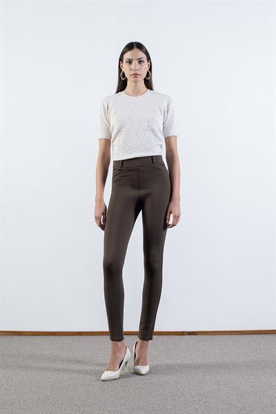 İvanda Yüksek Bel Lastikli Pantolon HAKİ