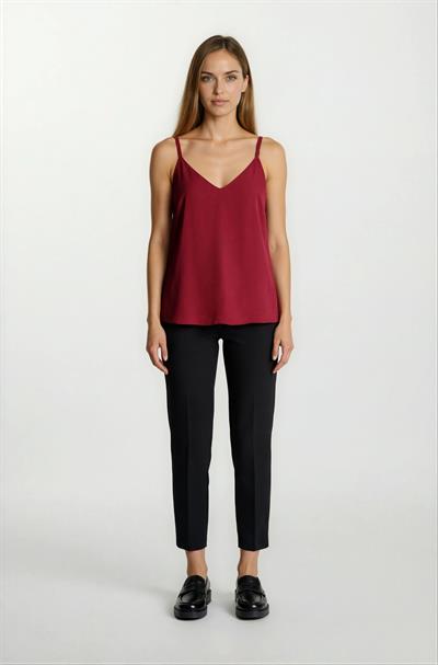 Jackeline Askılı V Yaka Bluz BORDO