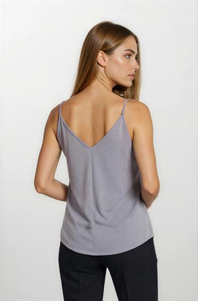 Jackeline Askılı V Yaka Bluz GRİ