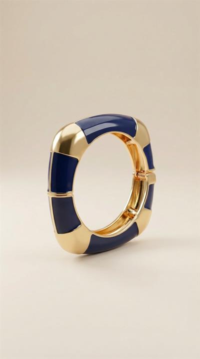 Kare Mineli Kelepçe Bilezik LACİVERT