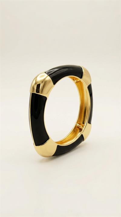 Kare Mineli Kelepçe Bilezik SİYAH