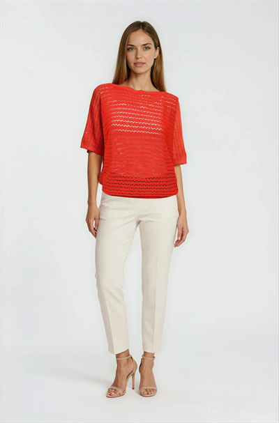 Kayık Yaka Delikli Merserize Triko MERCAN