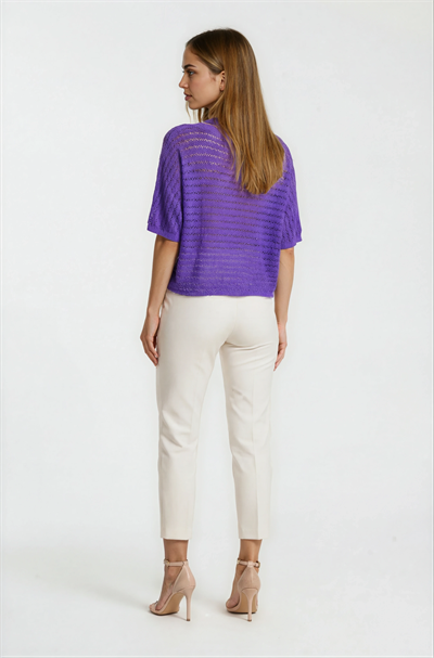 Kayık Yaka Delikli Merserize Triko MOR