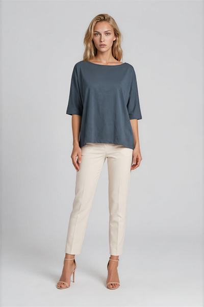 Kayık Yaka Oversize Basic Bluz ANTRASİT