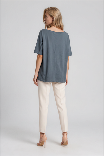 Kayık Yaka Oversize Basic Bluz ANTRASİT