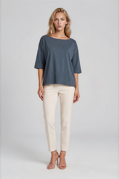 Kayık Yaka Oversize Basic Bluz ANTRASİT