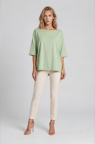 Kayık Yaka Oversize Basic Bluz ÇAĞLA